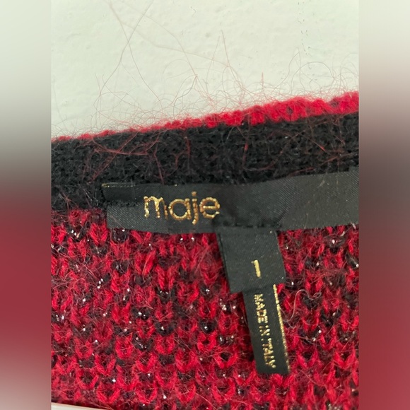 Maje women’s sweater black and red size M made in Italy 28%mohair - Picture 4 of 7